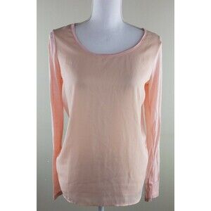 Piperlime Women's Long Sleeve Mixed Media Blouse Pink Size S